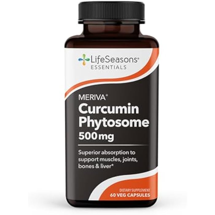 LifeSeasons Essentials Meriva Turmeric - Curcumin Phytosome Supplement - Supports Muscles Joints Bones & Liver - Enhance Circulation & Heart Health - Eases Body Stiffness & Aches - 60 Capsules - Image 1