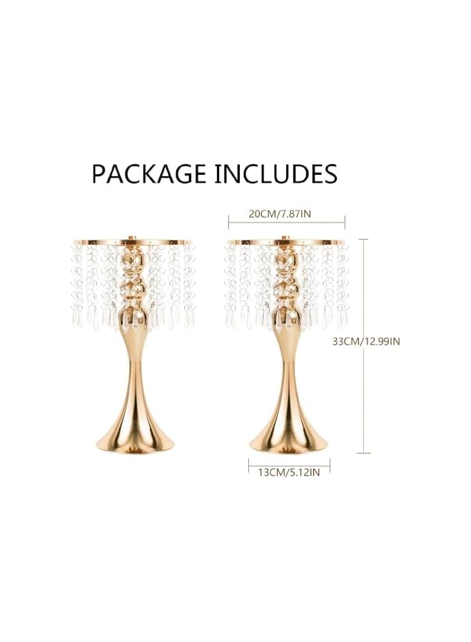 The Bros Elegant Gold Vases for Wedding Centerpieces - Set of 2 Crystal Flower Arrangement Stands, Metal Flower Stand for Table Decor at Weddings and Events - Image 5