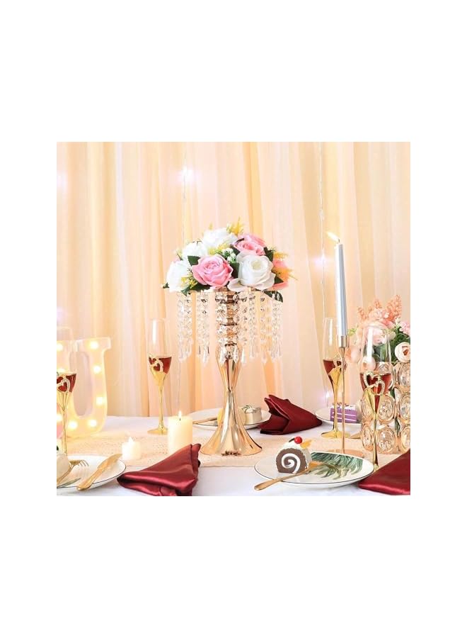 The Bros Elegant Gold Vases for Wedding Centerpieces - Set of 2 Crystal Flower Arrangement Stands, Metal Flower Stand for Table Decor at Weddings and Events - Image 4
