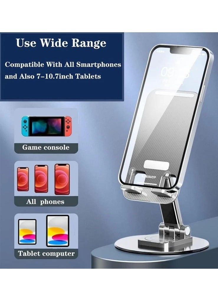 ELTRAZONE Portable Foldable Phone Stand, 360 Degree Rotation, Height Adjustable, Cell Phone Holder - White - Image 2