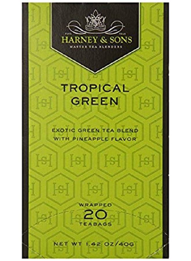 HARNEY & SONS Tea Tropical Green Prem Pack Of 6 Size 20 Bag Quantity 1 Case - Image 1