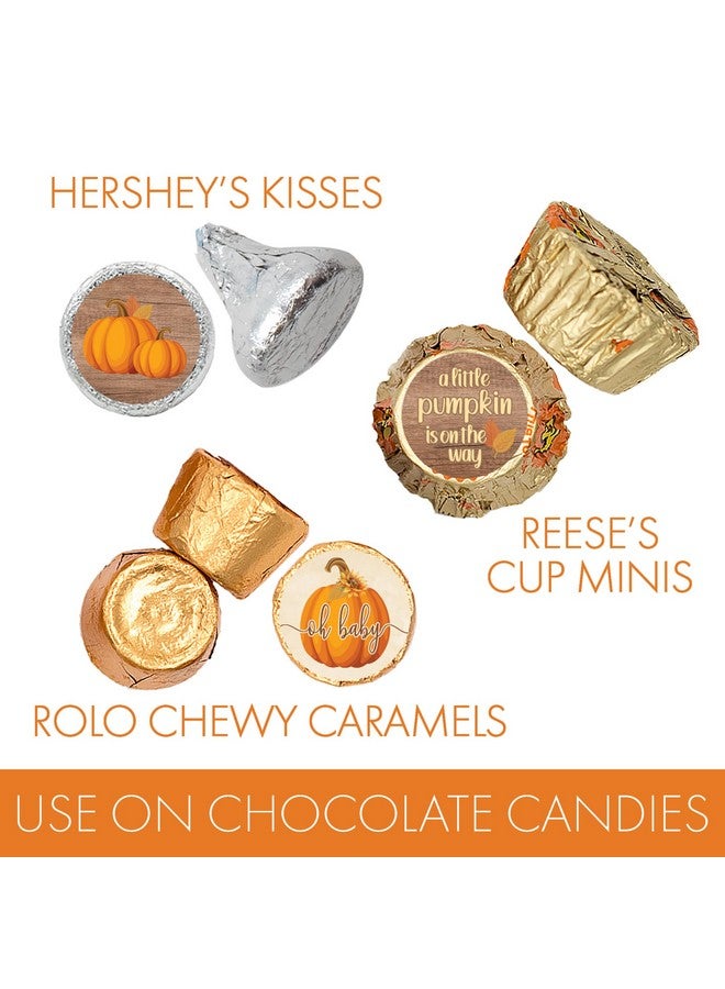 DISTINCTIVS ملصقات حلوى الشوكولاتة قبلة اليقطين الصغيرة الخريفية - 180 ملصق هدايا حفلة استقبال المولود لزينة حفلة الخريف - Image 4