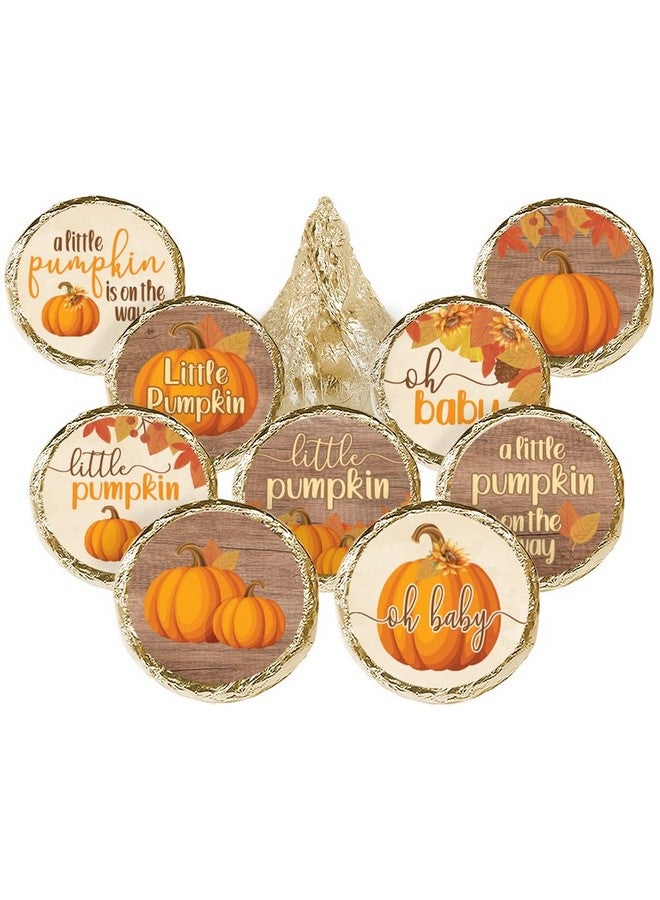 DISTINCTIVS ملصقات حلوى الشوكولاتة قبلة اليقطين الصغيرة الخريفية - 180 ملصق هدايا حفلة استقبال المولود لزينة حفلة الخريف - Image 1