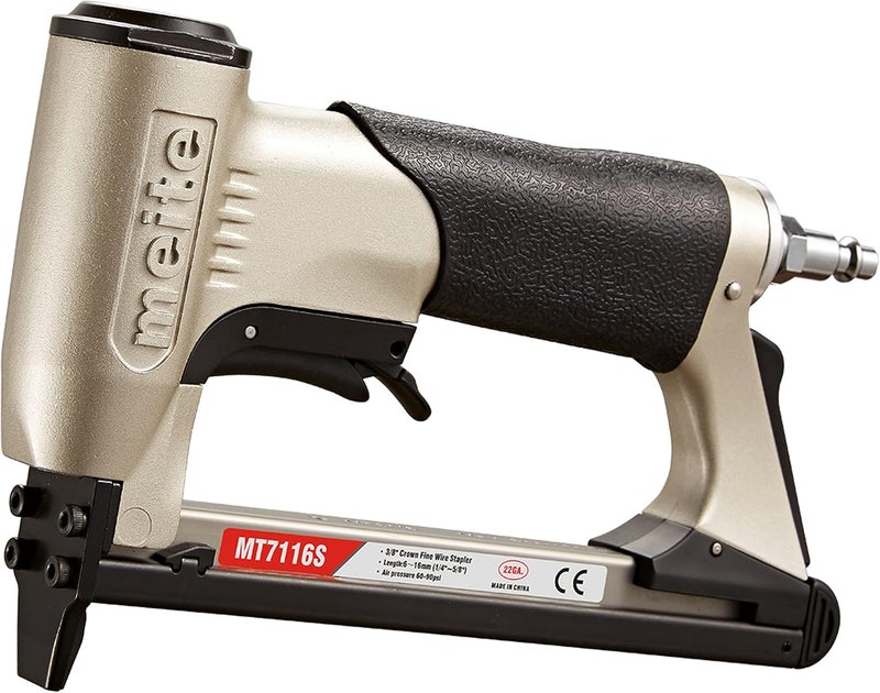 Meite MT7116S Pneumatic Upholstery Stapler 22 Gauge 71 Series 3/8" Crown Industrial Fine Wire Stapler with Safety - Image 1