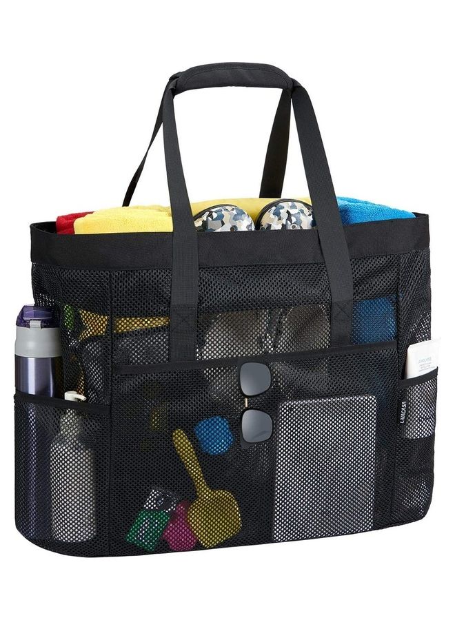 NIBEMINENT Mesh Large Beach Tote Zipper with Insulated Cooler Bag - Image 1
