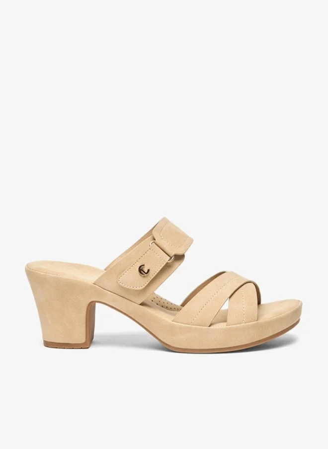 Le Confort Women's Solid Slip-On Cross Strap Sandals