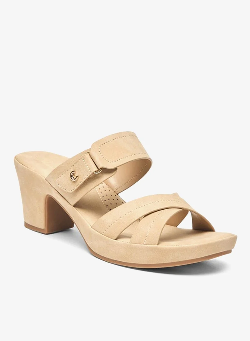 Le Confort Women's Solid Slip-On Cross Strap Sandals