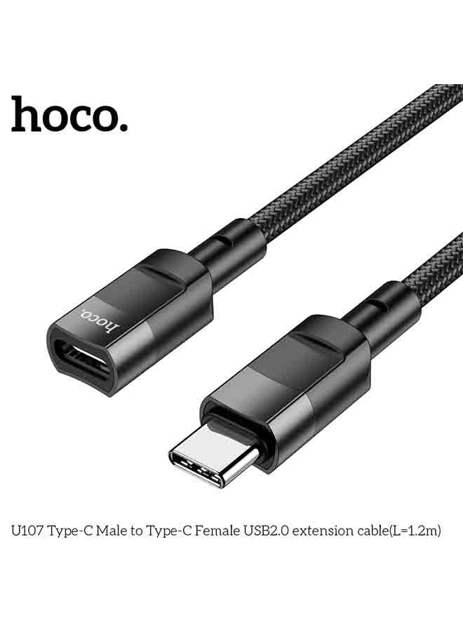 hoco. U107 Type-C Male to Type-C Female Extension Cable (1.2M) – USB 2.0 Charging & Data Transfer Cord – Fast Charging Support, Durable Design, Compatible with USB-C Devices: Smartphones, Tablets & Laptops  - Image 5