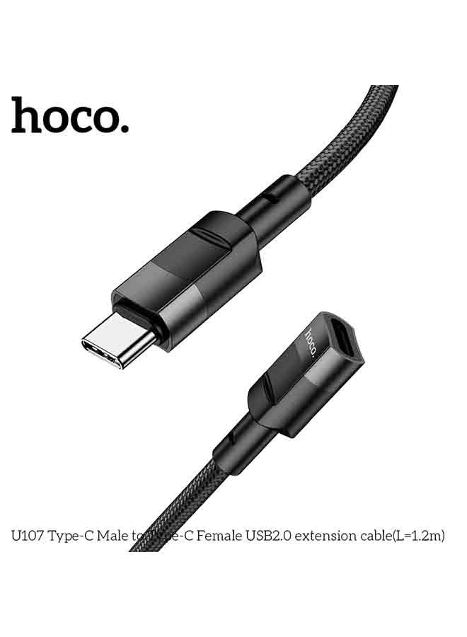 hoco. U107 Type-C Male to Type-C Female Extension Cable (1.2M) – USB 2.0 Charging & Data Transfer Cord – Fast Charging Support, Durable Design, Compatible with USB-C Devices: Smartphones, Tablets & Laptops  - Image 3