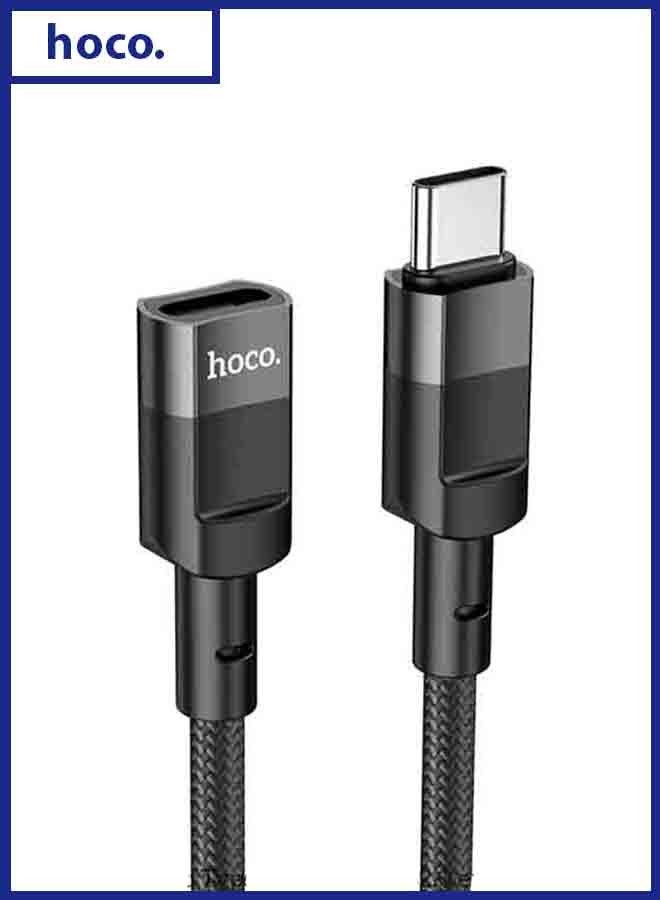 hoco. U107 Type-C Male to Type-C Female Extension Cable (1.2M) – USB 2.0 Charging & Data Transfer Cord – Fast Charging Support, Durable Design, Compatible with USB-C Devices: Smartphones, Tablets & Laptops  - Image 1