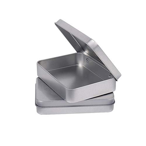 lasenersm 4 Pieces Rectangular Empty Hinged Tin Box Containers Hinged Metal Storage Container for Home Storage or Outdoor Active Storage 4.52 x 3.34 x 0.86 Inch - Image 5