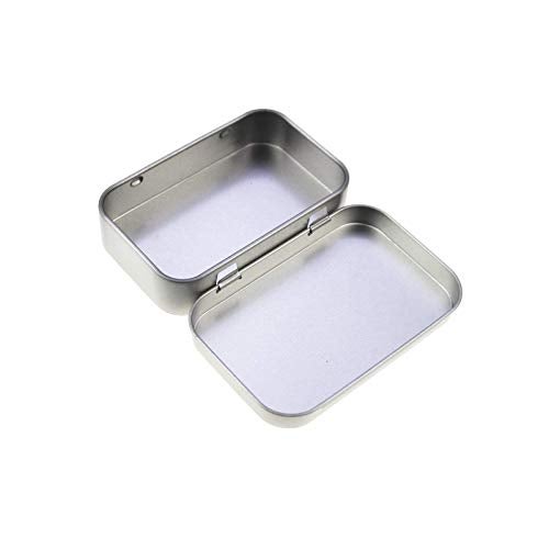 lasenersm 4 Pieces Rectangular Empty Hinged Tin Box Containers Hinged Metal Storage Container for Home Storage or Outdoor Active Storage 4.52 x 3.34 x 0.86 Inch - Image 4