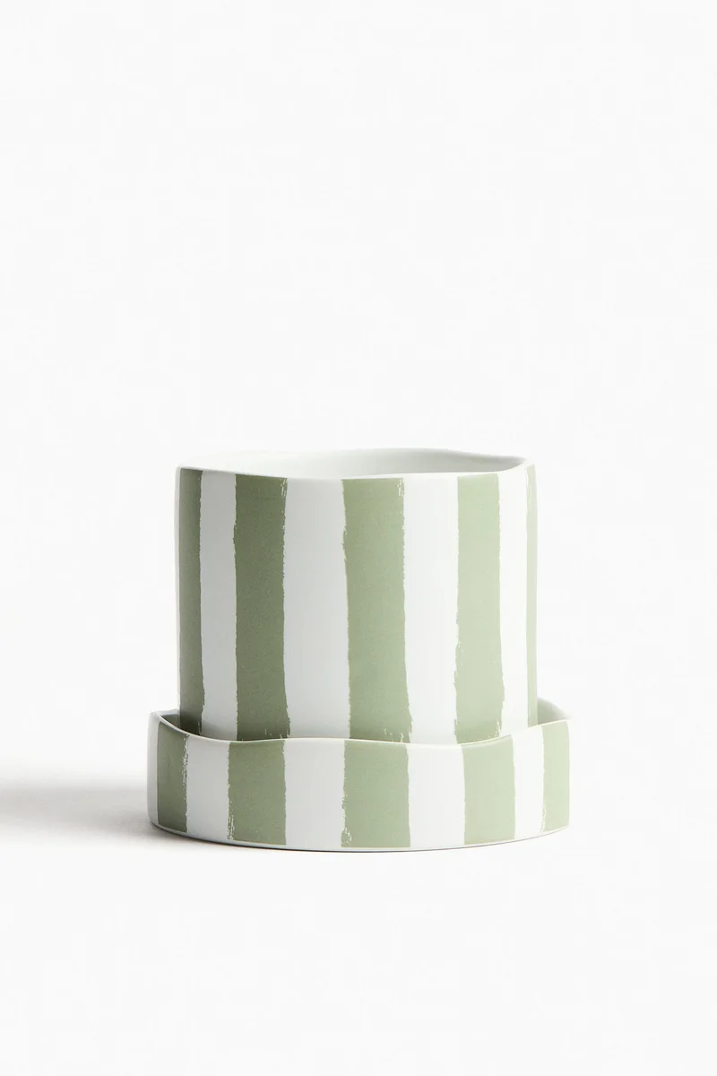 H&M Patterned plant pot and saucer