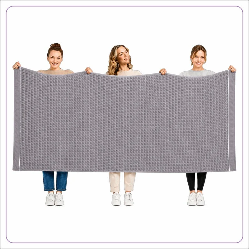 Donetella Bath Sheet (1 Piece, 90x180 cm) – Microfiber 310 GSM Waffle Weave Ultra Soft & Highly Absorbent Quick Dry Large Bath Sheet, Lightweight Solid Bath Sheet for Bathroom, Gym, Spa & Travel.