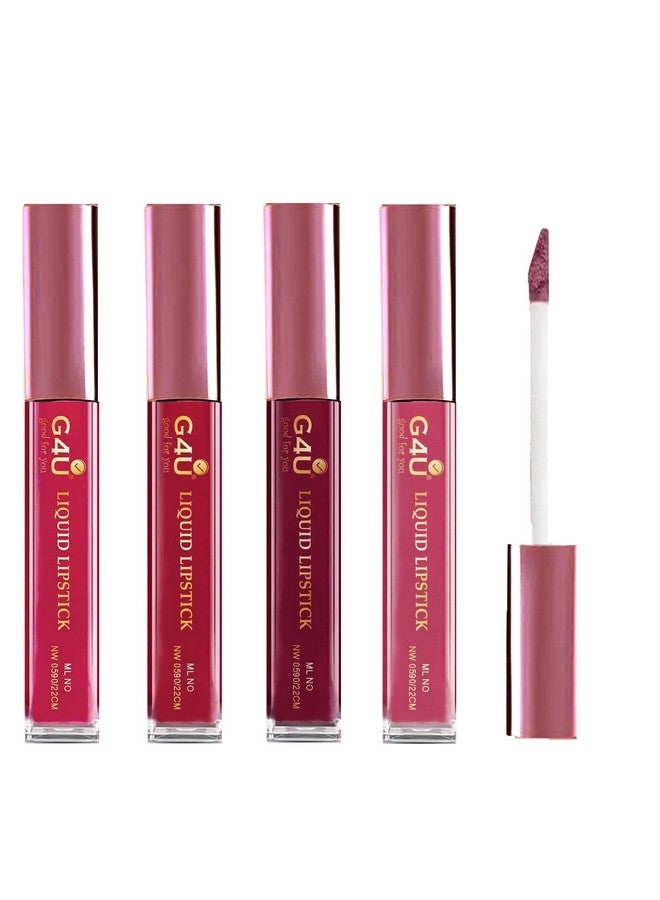 G4U Non Transfer Lipsticks Matt Red Edition Lip Shades Waterproof Long Lasting Lip Colors (4 Pcs Set)101 102 103 104 - Image 1