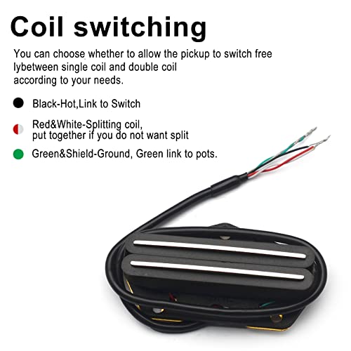 SAPHUE Dual Rail Bridge Pickup for Telecaster Electric Guitar Black with Silver - Image 2