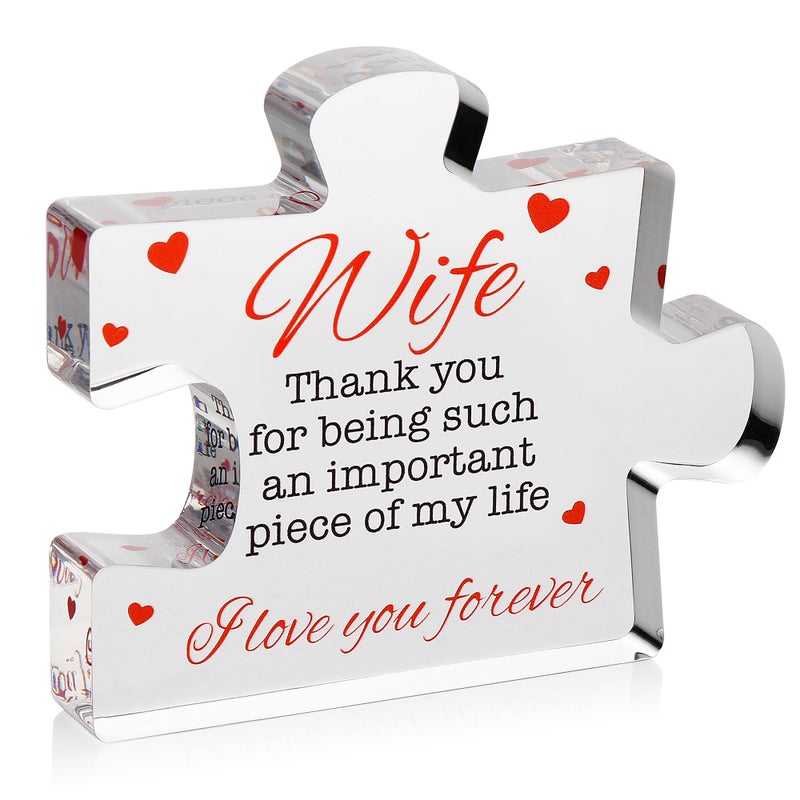 Valentines Gifts for Wife Engraved Acrylic Block Puzzle Wife Gift 335 x 276 inch Cute Wife Gifts from Husband Novelty Birthday Paperweights Christmas Cool for Women