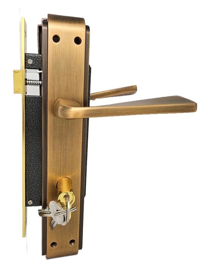 ROBUSTLINE Zinc Lever Door Handle With Lock Body Complete Set Premium Quality Matt Coffee 