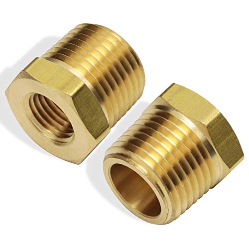 Boeray 2pcs 1/2 Inch NPT Male to 1/4 Inch NPT Female Reducer Brass Pipe Hose Tube Fitting Reducing Hex Head Bushing Adapter Convert - Image 1