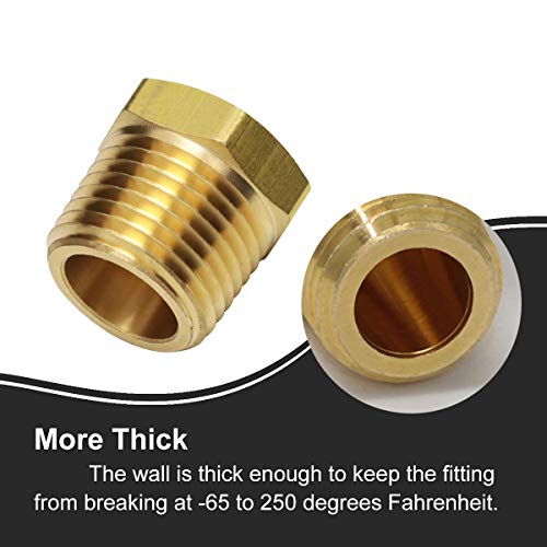 Boeray 2pcs 1/2 Inch NPT Male to 1/4 Inch NPT Female Reducer Brass Pipe Hose Tube Fitting Reducing Hex Head Bushing Adapter Convert - Image 4