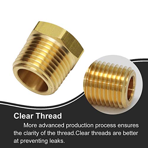 Boeray 2pcs 1/2 Inch NPT Male to 1/4 Inch NPT Female Reducer Brass Pipe Hose Tube Fitting Reducing Hex Head Bushing Adapter Convert - Image 3