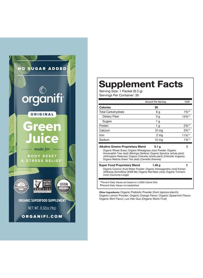 Organifi - : GO Packs - Green Juice - Organic Superfood Supplement Powder - 30 Travel Packs - Organic Vegan Greens - Hydrates and Revitalizes - Image 1