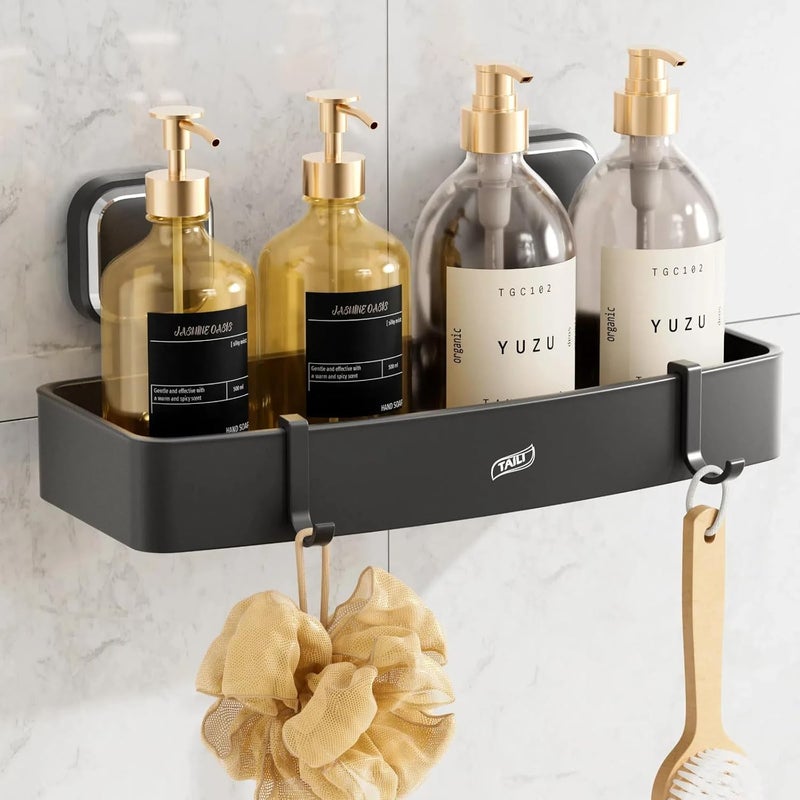 Taili Shower Caddy Suction Cup, Heavy Duty Shower Organizer for Bathroom, Removable Shelves for Inside Shower, Wall Mounted Aluminum Storage for Bathroom Holder, Dark Gray - Image 1