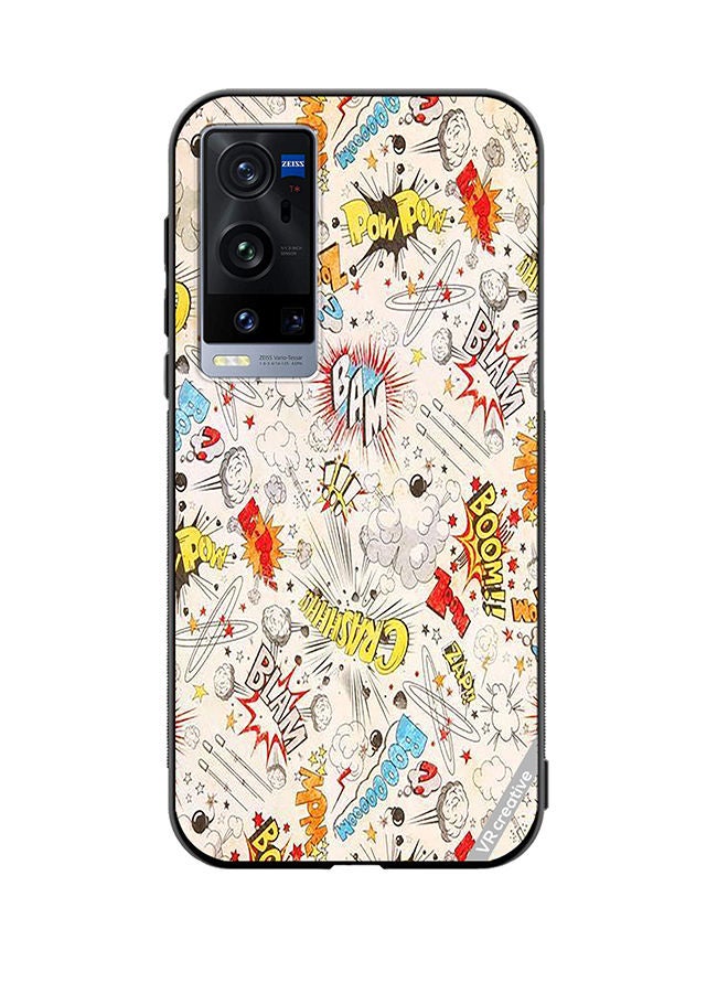 VR CREATIVE Protective Case Cover For Vivo X60 Pro Plus Comic Book Sticker Design Multicolour - Image 1