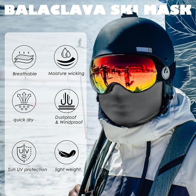 RADIANT Face Mask for Bikers in Riding UV Protected Full Face Mask Balaclava for Men Black Mask for Bike Riding & Cycling, Full Face Helmet Mask for Men (Dark Grey (Pack of 2)) - Image 2