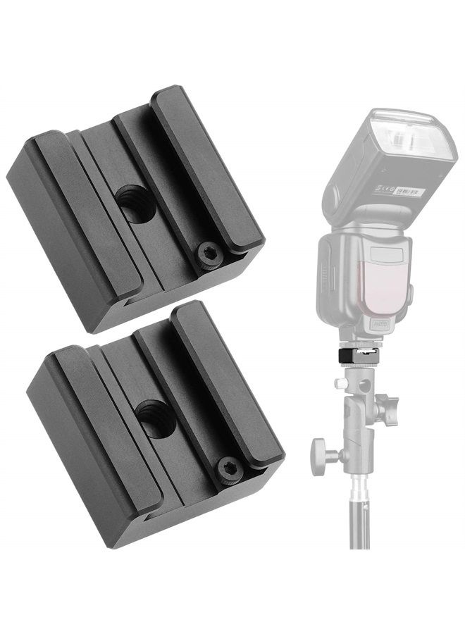 محول قاعدة فلاش أنوينك المحدثة مع حامل فلاش بقاعدة باردة مع خيط مسمار ثلاثي القوائم 1/4"-20 لكاميرا فلاش نيكون كانون أوليمبوس باناسونيك سبيدلايت، عبوة 2