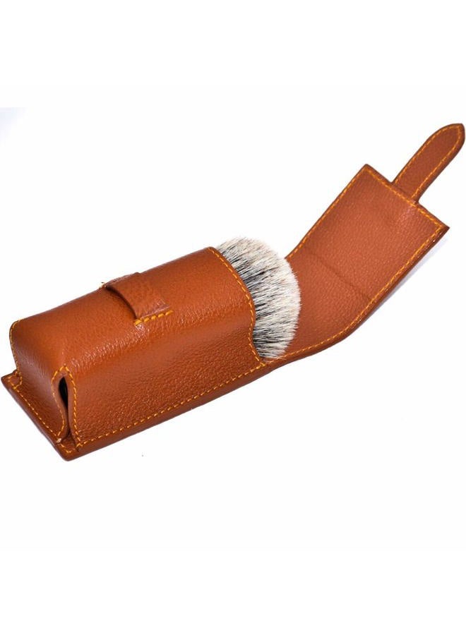 Parker Safety Razor Parker Genuine Leather Travel Shave Brush Case (Saddle Brown) - Image 2