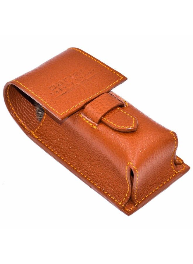 Parker Safety Razor Parker Genuine Leather Travel Shave Brush Case (Saddle Brown) - Image 1