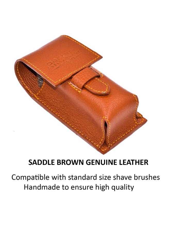 Parker Safety Razor Parker Genuine Leather Travel Shave Brush Case (Saddle Brown) - Image 5