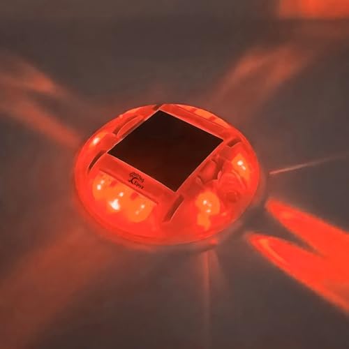 Epyz Solar Road Stud Light Outdoor Waterproof 10 LED 4 Side Round Deck Lights for Driveway, Dock, Markers, Step, Staircase, Garden, Ground [ Pack of 1, Red Flashing ] - Image 3
