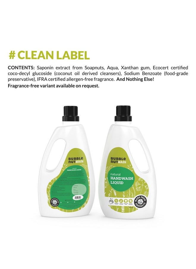 BubbleNut Wash - Handwash (1 Litre) Natural, Organic & Herbal Liquid Refill, Paraben Free & Sulphate, Sls Free Hand Wash, Hypoallergenic, Sensitive Skin, Moisturising, With Neem, Vegan - Image 1