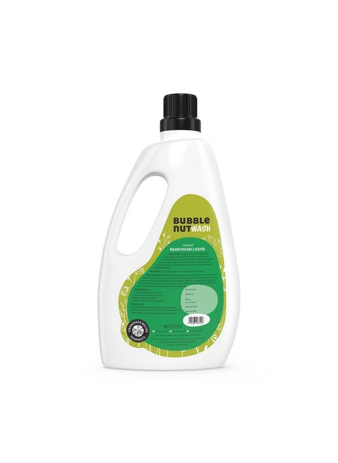 BubbleNut Wash - Handwash (1 Litre) Natural, Organic & Herbal Liquid Refill, Paraben Free & Sulphate, Sls Free Hand Wash, Hypoallergenic, Sensitive Skin, Moisturising, With Neem, Vegan - Image 1