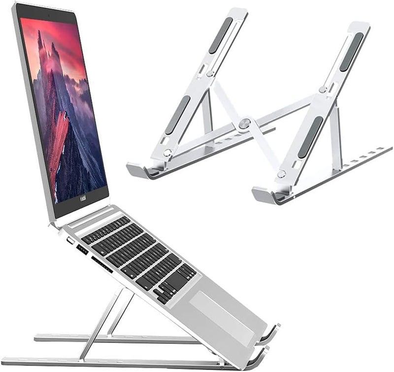 ARTVARKO Aluminum Tabletop Laptop Stand Ergonomic Foldable Portable Laptop Stand Holder Compatible for MacBook, HP, Dell, Lenovo & All Other Notebook (Sliver) - Image 1