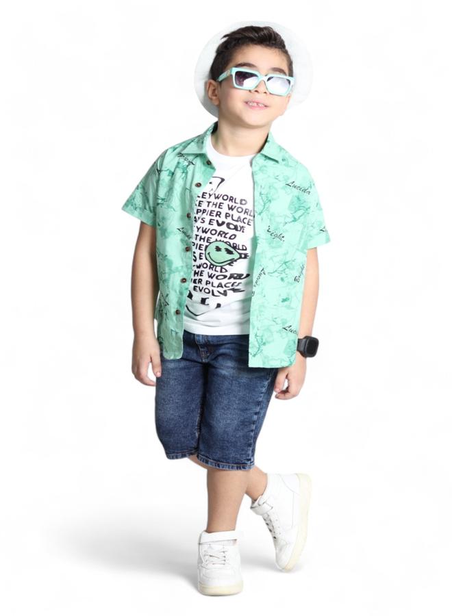 تشويس طقم للأولاد (قميص بأزرار مع قميص بدون أكمام) (عمر 9 سنوات) - مجموعة 2024 - ملمس ناعم وألوان مفعمة بالحيوية لمظهر أنيق ومريح, متوفر فى 🌈 تشويس - Image 1