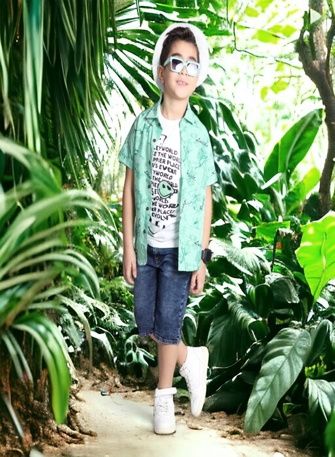 تشويس طقم للأولاد (قميص بأزرار مع قميص بدون أكمام) (عمر 9 سنوات) - مجموعة 2024 - ملمس ناعم وألوان مفعمة بالحيوية لمظهر أنيق ومريح, متوفر فى 🌈 تشويس - Image 2