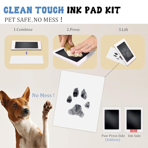 MYPAWLETS Inkless Pet Paw Print Kit,Clean Touch Ink Pad for Dog Paw Prints,Mess-Free Paw Print Stamp Pad for Dogs Cats,Dog Nose Print Kit,Personalized Pet Lover,Dog Mom Gift-4M - Image 2
