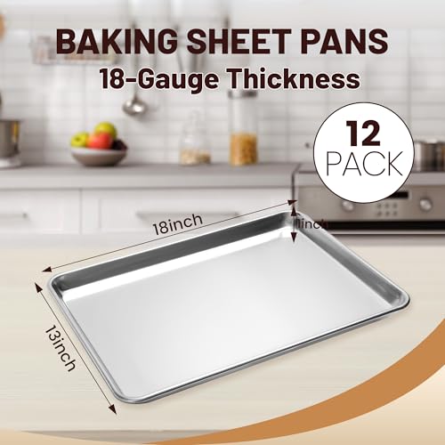 BIEAMA 12 Pack Half Size Baking Sheet Pan Aluminum Commercial Pan for Oven Freezer Bakery Hotel Restaurant 18" × 13" - Image 2