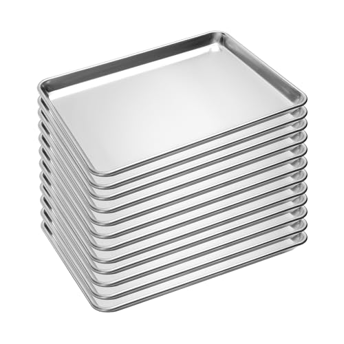 BIEAMA 12 Pack Half Size Baking Sheet Pan Aluminum Commercial Pan for Oven Freezer Bakery Hotel Restaurant 18" × 13" - Image 1