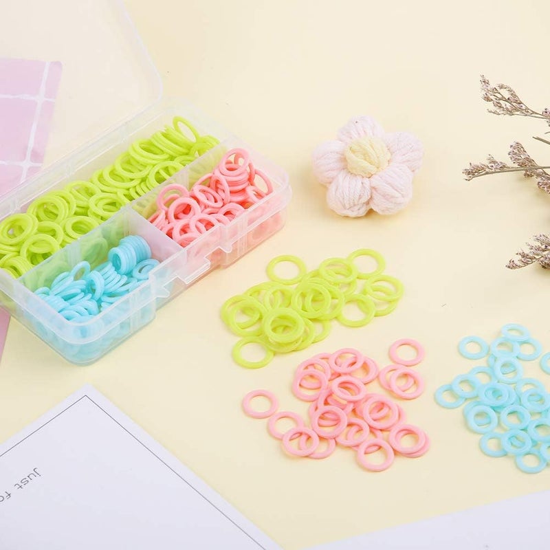 LUNARM 380 Pieces Colorful Knitting Stitch Markers Rings, Stitch Markers Rings(S/M/L) with Portable Storage Box for Sewing DIY Knitting Handcrafts - Image 5