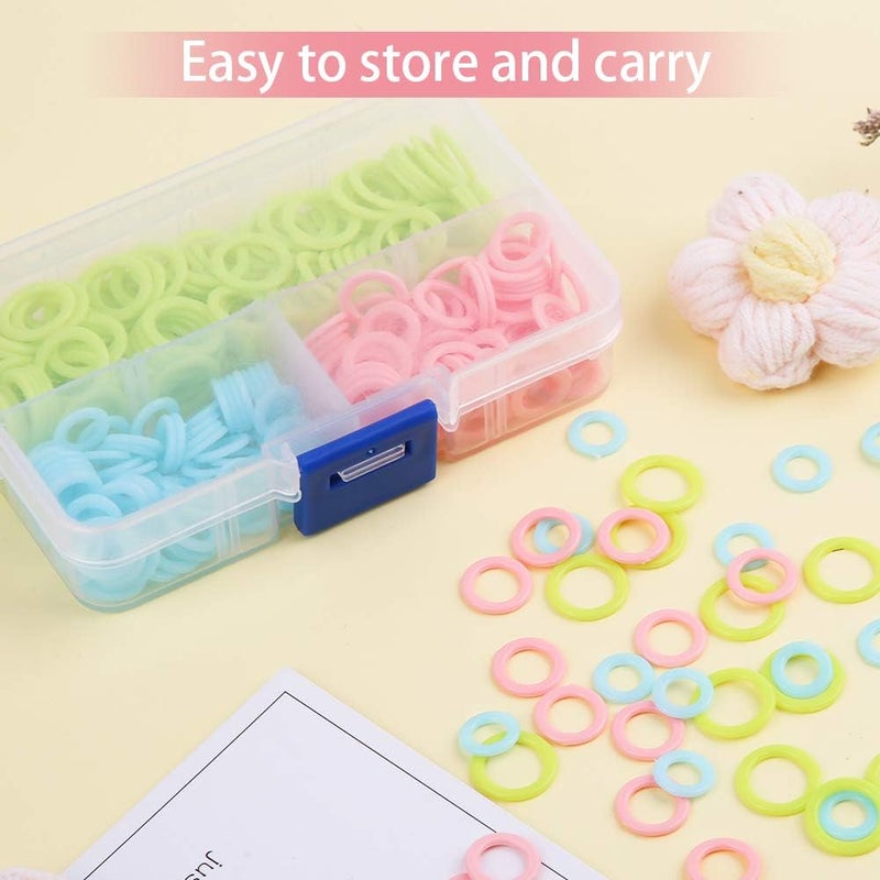 LUNARM 380 Pieces Colorful Knitting Stitch Markers Rings, Stitch Markers Rings(S/M/L) with Portable Storage Box for Sewing DIY Knitting Handcrafts - Image 4