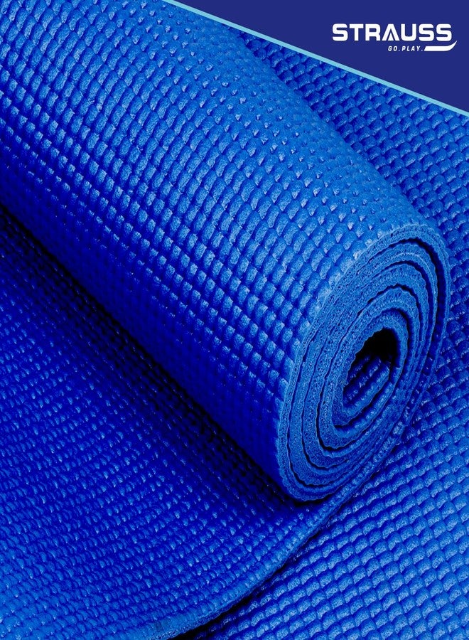 STRAUSS Yoga Mat with Carry Bag | Anti-Slip Exercise Mat for Women & Men | Home Gym Workout, Yoga, Pilates | Eco-friendly | Non-Slip Surface | Lightweight & Durable | 6mm (Blue) - Image 5