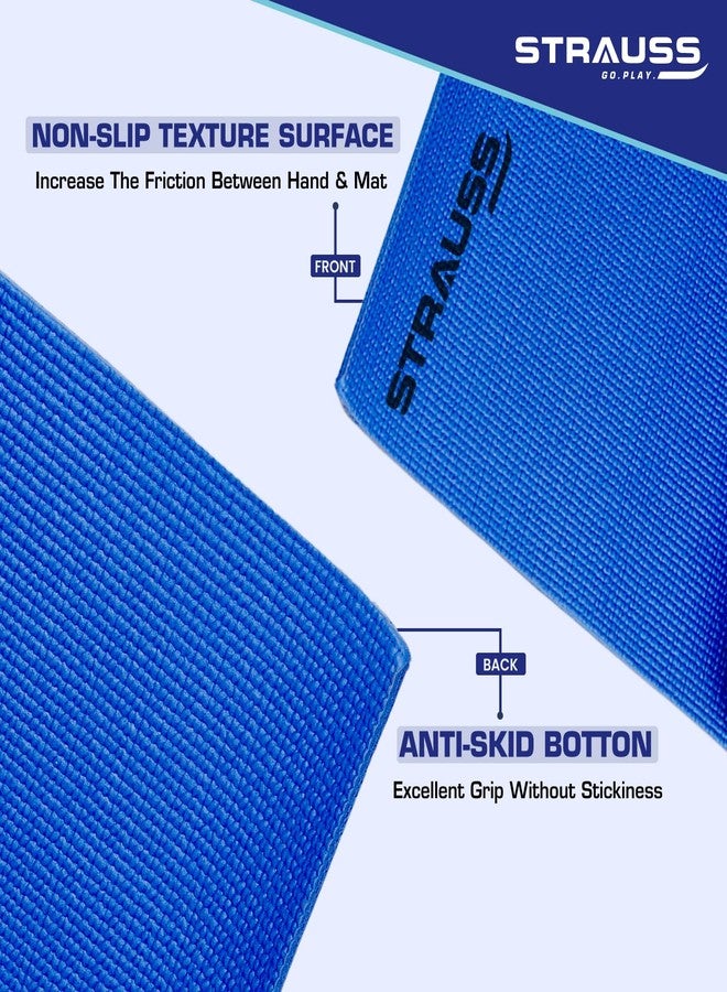 STRAUSS Yoga Mat with Carry Bag | Anti-Slip Exercise Mat for Women & Men | Home Gym Workout, Yoga, Pilates | Eco-friendly | Non-Slip Surface | Lightweight & Durable | 6mm (Blue) - Image 4