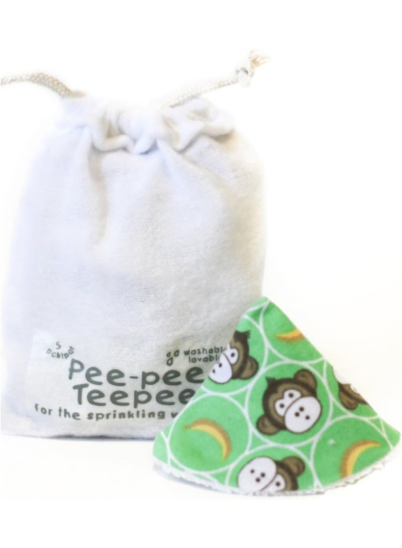 Beba Bean Pee Pee Teepee Lil Monkey with LAUNDRY bag 5 pieces baby boy pee shield babyboy essentials peepeeeteepee baby boy teepee pee shield pee covers - Image 1