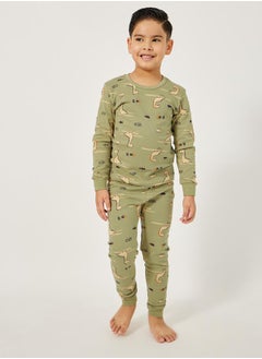 Styli All-Over Print Round Neck T-Shirt and Pyjama Set  - Image 1