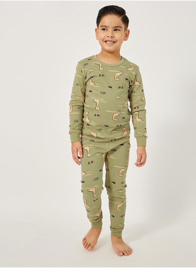 Styli - All-Over Print Round Neck T-Shirt and Pyjama Set - Image 1