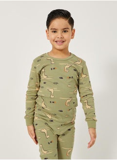 Styli All-Over Print Round Neck T-Shirt and Pyjama Set  - Image 2